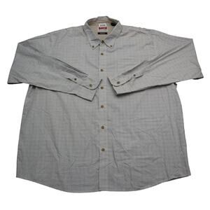 Wrangler Shirt Mens 2XL XXL Tan White Check Wrinkle Resist Long Sleeve Button Up